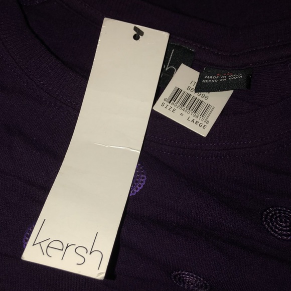 Kersh Sequined Polka Dot Crewneck Sweater Purple New With Tags - Picture 3 of 3